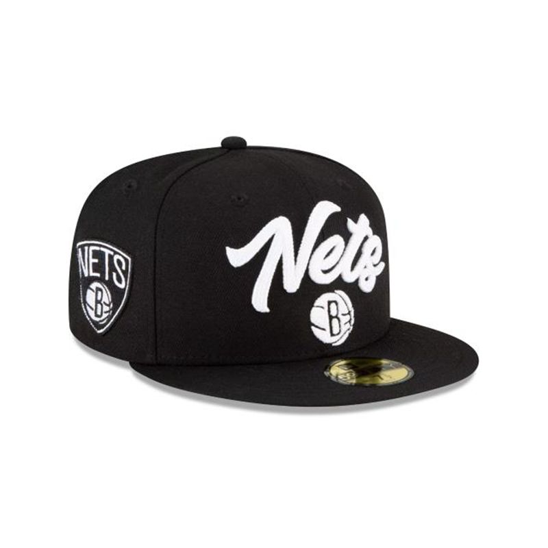 NBA Brooklyn Nets Draft Alternate 59Fifty Fitted (LXI4692) - Black New Era Caps